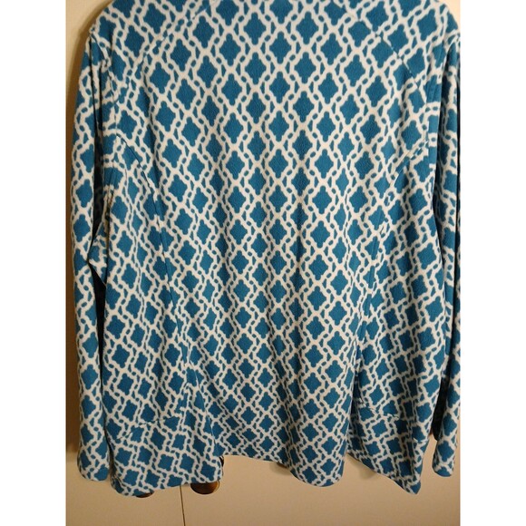 Lands End Womens 2x Fleeze Pullover 1/4 Zip Blue-White Outdoors Hike Camp Fish - Picture 10 of 16